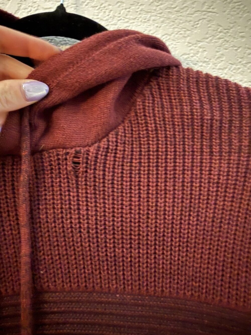 Nick Danger Hoodie - Mens L - Red Waffle Knit Hooded Pullover Sweater Sweatshirt - Picture 5 of 8